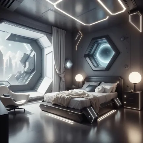 <lora:LEDarrayTech-20:0.8> , ledarraytech , scifi,   geometrical ,   tron, 
futuristic bedroom