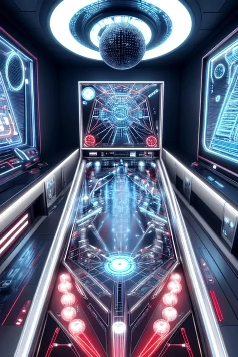 <lora:LEDarrayTech-20:0.8> , ledarraytech, scifi, geometrical, tron, Pinball Machine, Ambiance,Textured