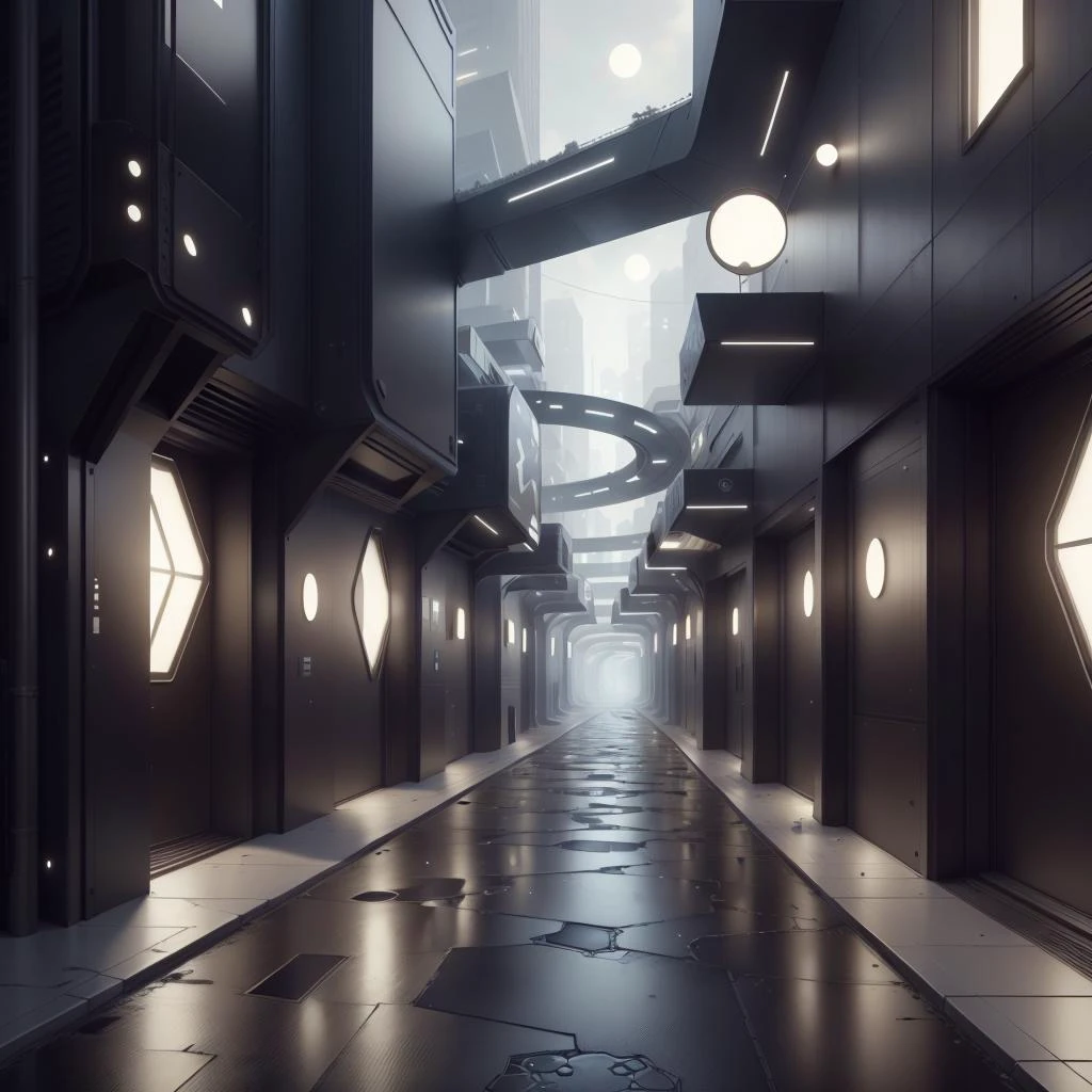 <lora:LEDarrayTech-20:0.8> , ledarraytech , scifi, geometrical , tron,
alleyway