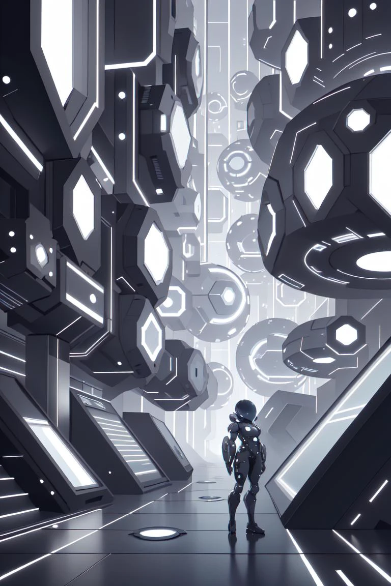 <lora:LEDarrayTech-20:1.2> , ledarraytech , scifi, geometrical ,
1girl, looking up, in the synthetic beach