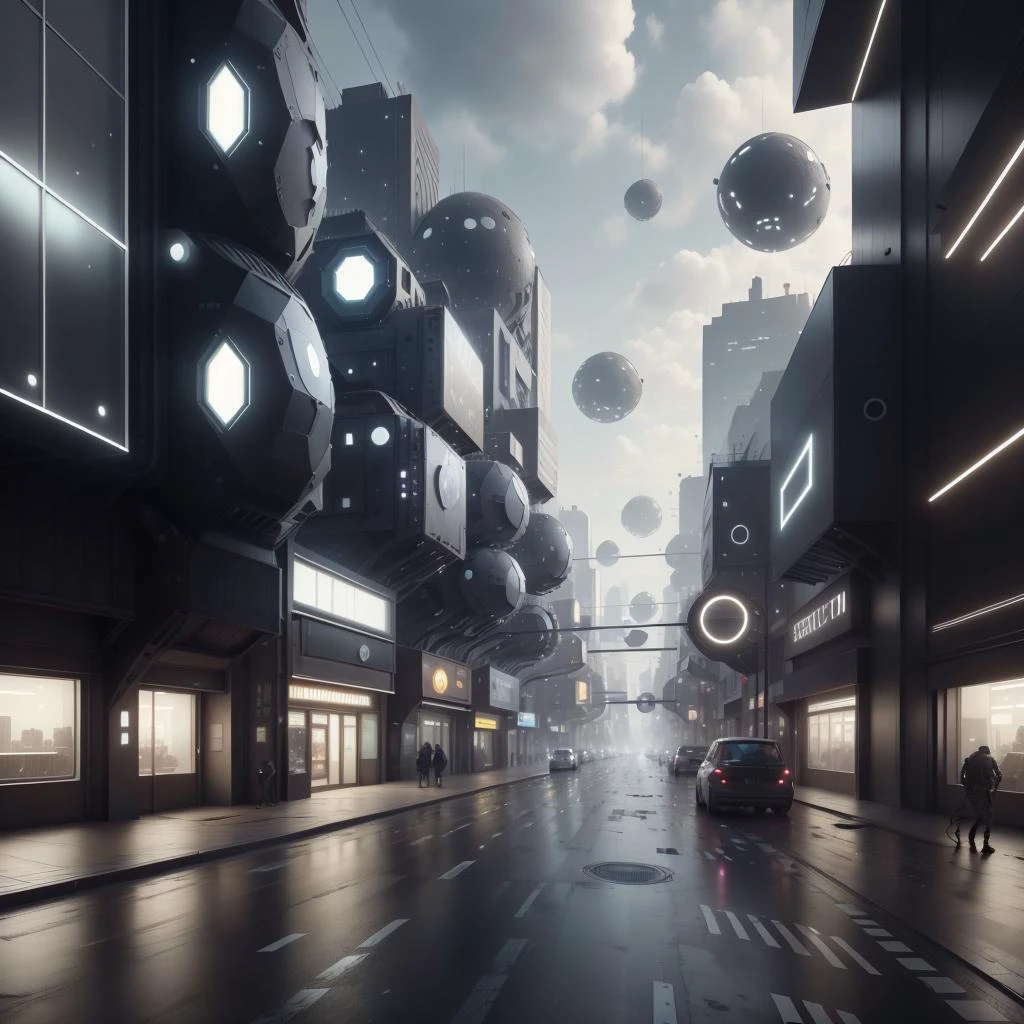 <lora:LEDarrayTech-20:0.8> , ledarraytech , scifi, geometrical , tron,
city buildings , street