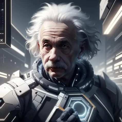 <lora:LEDarrayTech-20:0.8> , ledarraytech , scifi, geometrical , tron,
man , Albert Einstein, <lora:Albert Einstein:0.8> , scientist coat,