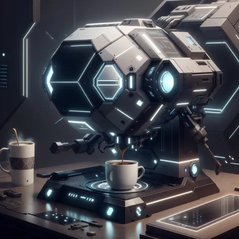 <lora:LEDarrayTech-20:0.8> , ledarraytech , scifi, geometrical , tron,
coffee machine