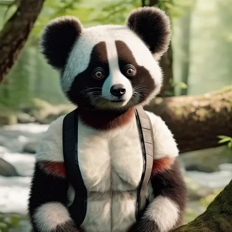 a photo of a cute panda-girl hybrid, 8k
