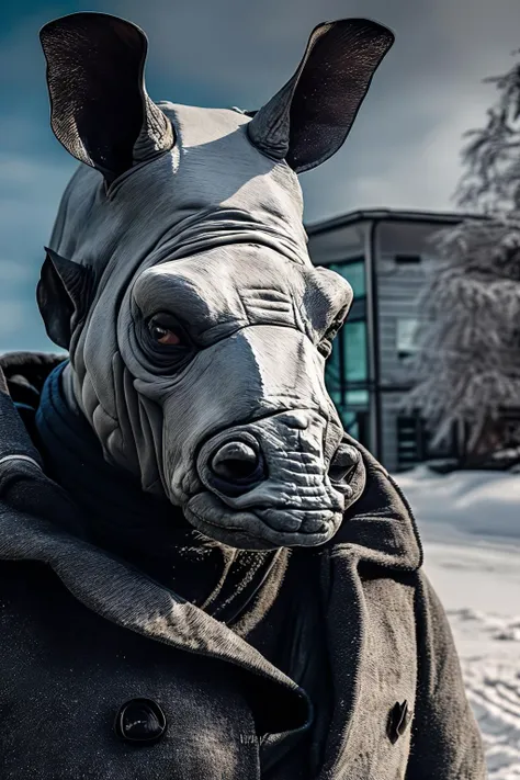 A photo portrait of a cute rhino-man hybrid as a designer, during daytime in winter, in 8k resolution.
<lora:LowRA:0.6>