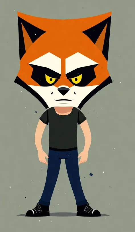 award winning simple vector art,masterpiece,best quality,vector art,ChopioMinimalist,full body, simple minimal vector design funny angry wolf caricature ,simple background,solo,standing,simple background