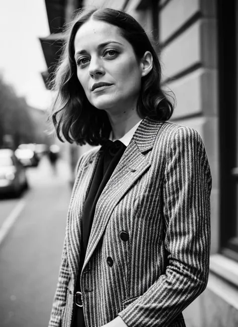 RAW portrait photo of beautiful young sks woman, Striped blazer and dress pants, natural lighting, by Gerda Taro, detailed face, UHD, absurdres, epic scene composition,
cinematic look, Fujifilm XT3, dslr, high quality, film grain
<lora:locon_marioncotillard_v1_from_v1_64_32:1>
