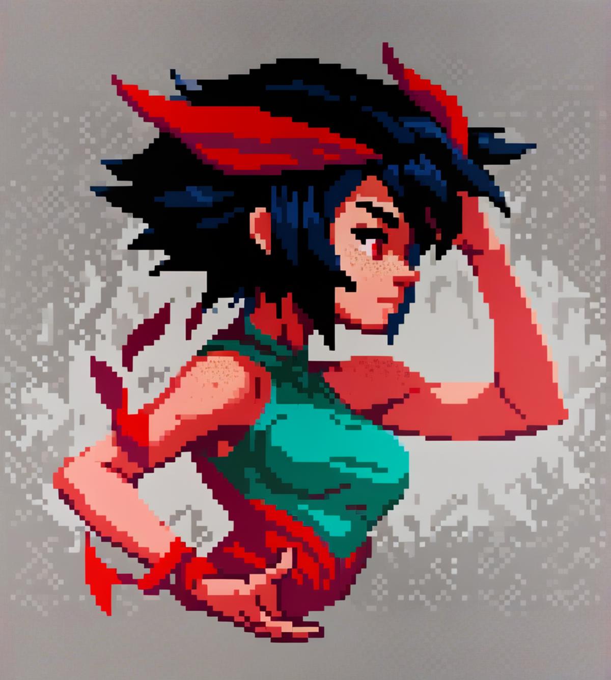 A close up of a pixel art of a woman with a red hair - SeaArt AI