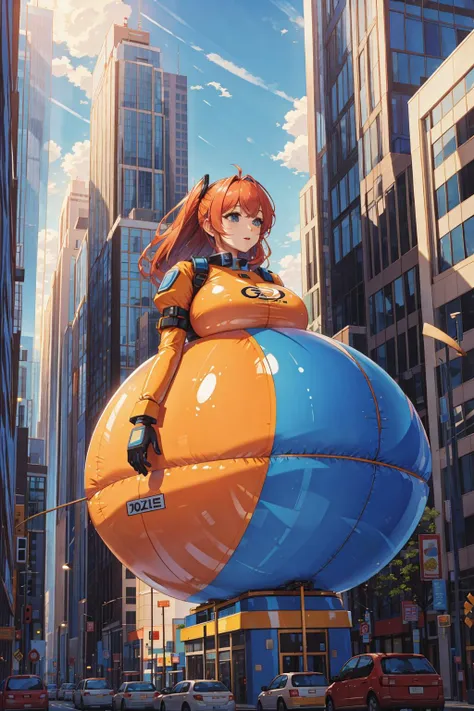 inflatable, city, woman, <lora:GiantInflatableWomen:1>