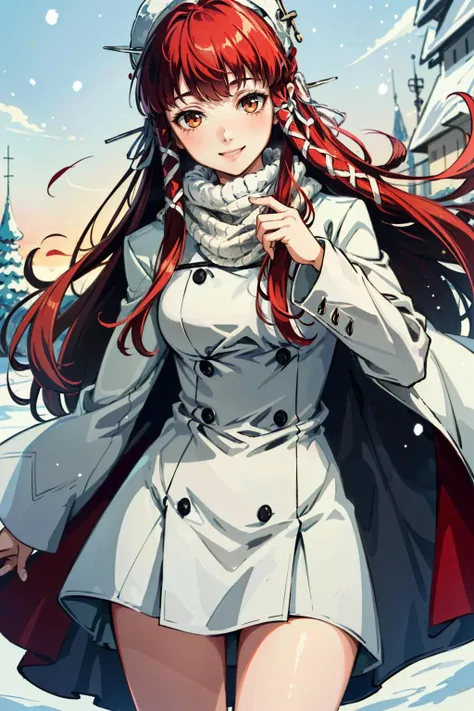 ((masterpiece, best quality))
<lora:Persona3Chidori:0.8>
Persona3Chidori, 1girl, solo, long hair, red hair, in a winter wonderland, cowboy shot, winter clothing, smile