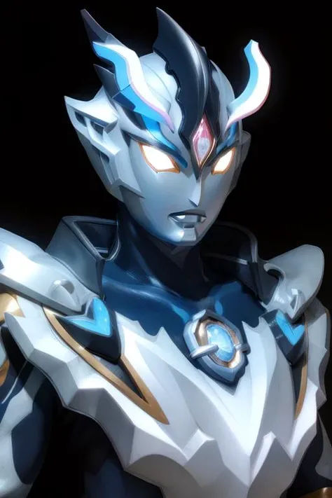 ultraman,delicate features,white round eyes,glowing,gem,