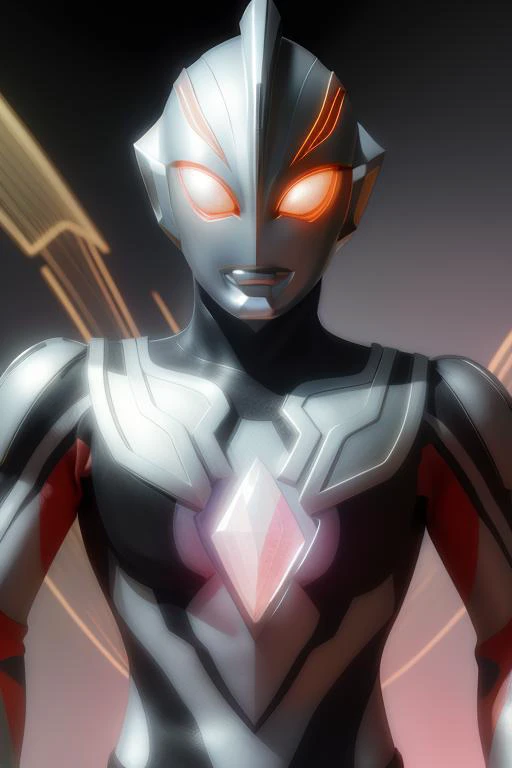 ultraman,delicate features,glowing big eyes,glowing,gem,<lora:好åç±³-Ultraman-000009:0.6>,