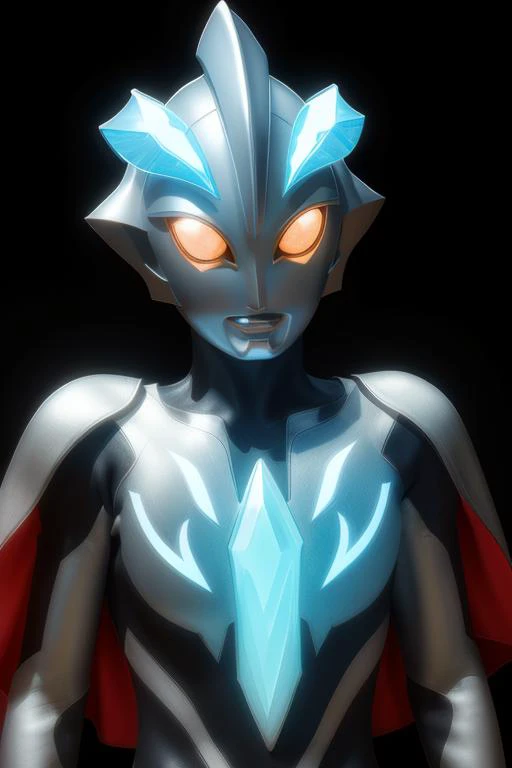 ultraman,delicate features,glowing big eyes,glowing,gem,<lora:好åç±³-Ultraman-000009:0.6>,