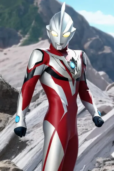 1boy,<lora:å¥½åç±³-Ultraman:0.85>,yellow eyes,Ultraman,bodysuit,