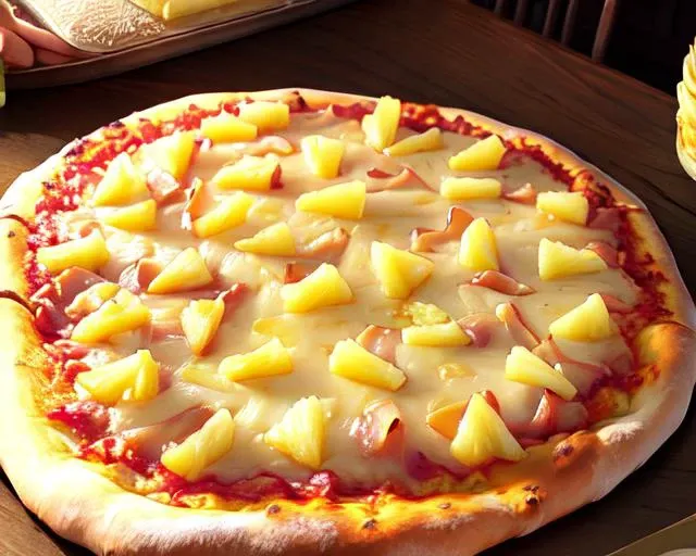 (best quality, masterpiece),pineapple_pizza, pizza, table <lora:wrong_pizza-08:1>