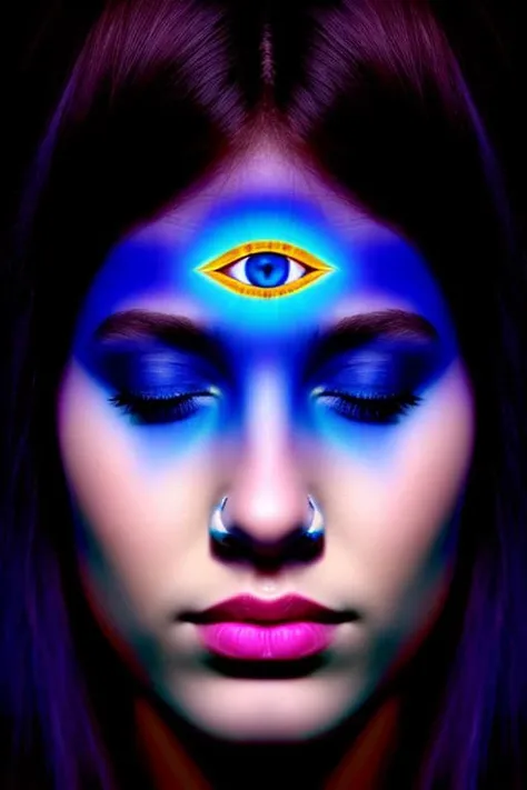 <lora:demonic_third_eye:1>, demonic third eye, masterpiece, best quality, 1girl, solo, colored sclera, blue eyes, black sclera, slit pupils, closed eyes,