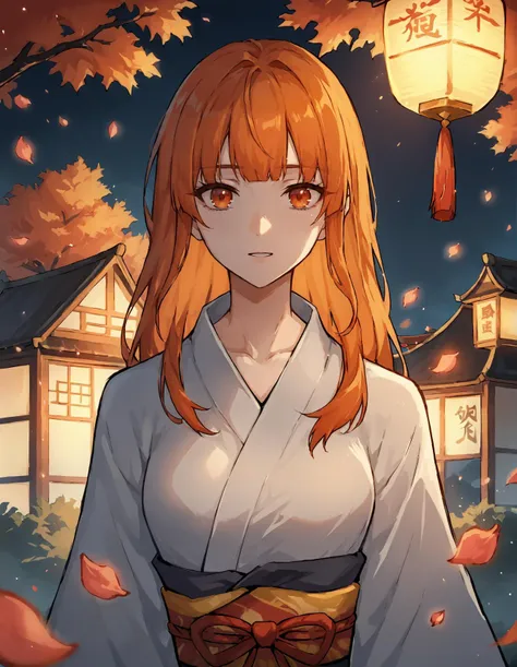 score_9, score_8_up, score_7_up, source_anime BREAK (1girl),ginger hair, long hime cut hair, against the background of sakura, falling petals, kimono, Chinese houses, pagodas, dragons, upper body, cinematic lighting, volume lighting,