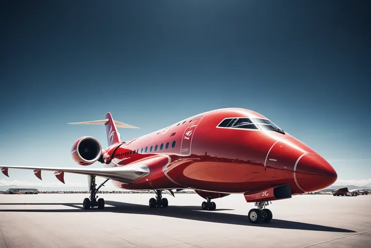 photograph, epic hyperrealism, canon f/15 50mm lens, cinematic color palette, scifi vehicle, A colossal, futuristic, red passenger jet with a self-repairing nano-coat<lora:EnvyStarlightScifiAesthetic19:1>