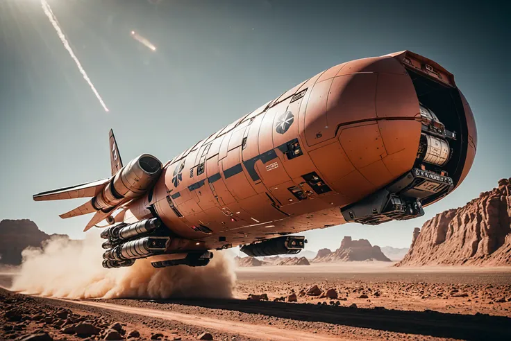 photograph, epic hyperrealism, canon f/15 50mm lens, cinematic color palette, scifi vehicle, A vast, lumbering, interplanetary freighter with a multi-dimensional jump drive