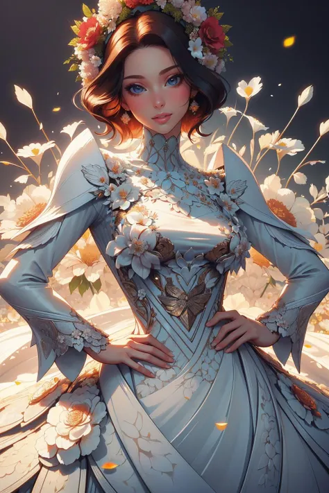 ((Masterpiece, best quality, edgQuality)),hand on hip,(smile:0.8),(edgASA1)
edgPetal, a woman wearing a dress made of flower petals ,wearing edgPetal,garden background
<lora:edgPetalDress:0.9>