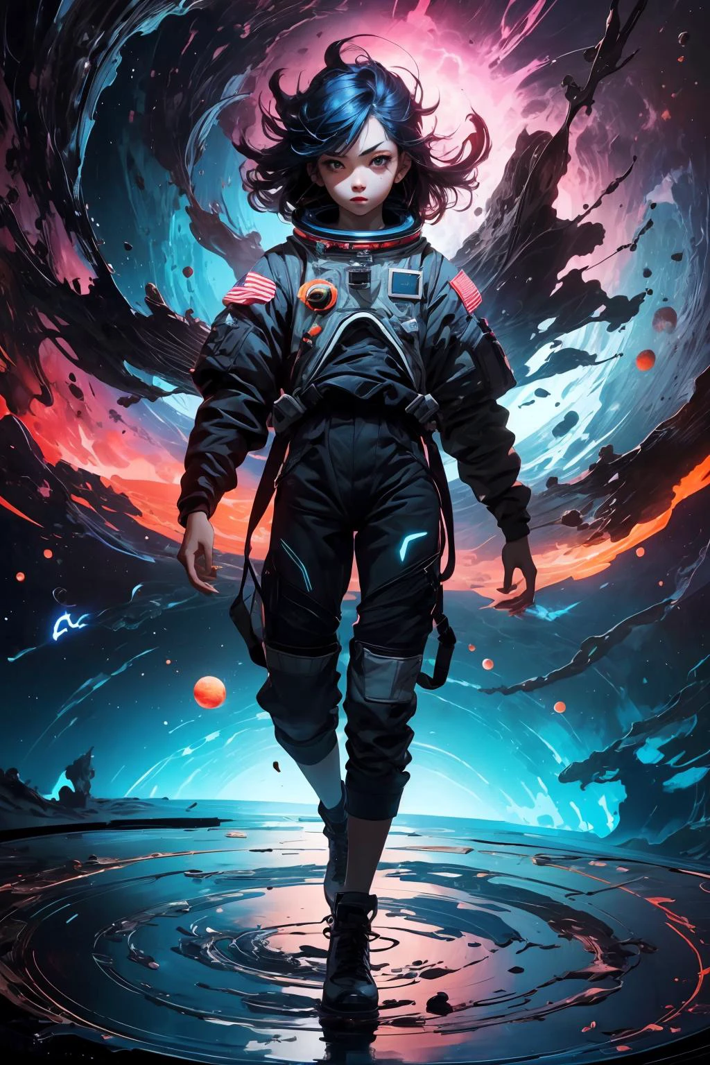 (astronaut:1.1), drifting through space,
masterpiece, best quality,
void, (black hole:1.2), glowing, (glow:1.2), (liquid:1.2),
<lora:more_details:0.3>
<lora:Cosmic anime-oil fusion v2:0.3>
<lora:AnimeVibesV3:0.25> animevibes,
<lora:3DMM_V11:0.45> 3DMM
<lora:midjourney_20230624181825:0.25> midjourney ,
<lora:LAS:0.2> colorful, nebula,
<lora:msw_locon-t2:0.4>
<lora:wuxia2:0.35> gu, shiny, shiny hair, shiny skin, shiny clothes