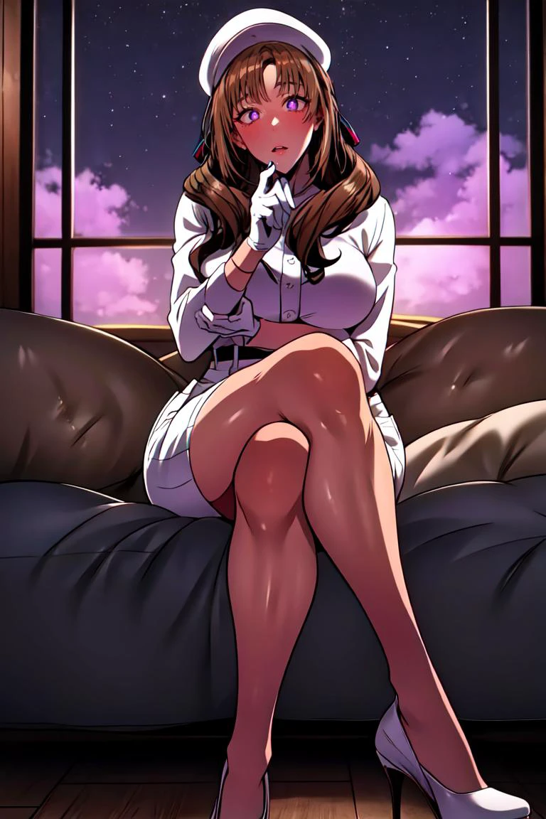 <lora:Mamako_Oosuki:0.8>, mamako_oosuki, brown hair, long hair, purple eyes, large breasts, bright pupils, ribbon, mature female,
1girl, solo,hat, military, white shorts, white gloves, soles, worried, ;o, blush, shy, looking at viewer, smile, <lora:dangerous_shoe:0.65>, dangerous_shoes, bed, sitting, crossed legs, window, night sky, train interior, alley, pov,
<lora:hyperdetailer_v095:0.4>, <lora:outline:0.3>, <lora:ero404-v1-lora-novaeany-64dim:1.0>,, weird atmosphere, (best quality:1.1), (masterpiece:1.2), high quality shadow, beautiful detailed, (high detailed skin, skin details), (wide_landscape, 8k), beautiful face, detailed eyes, depth of field, dramatic light, best quality, highres, best shadow, best illumination,<lora:ButtCrack:1.0><lora:ButtCrack:1.0>
