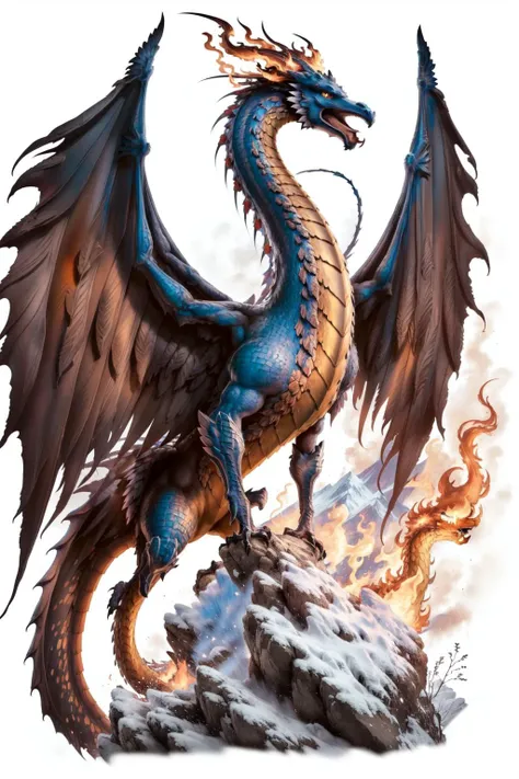 (masterpiece, best quality), intricate details,
<lora:draconic:0.8> fire dragon, standing on the side of a mountain, wings flared menancingly,