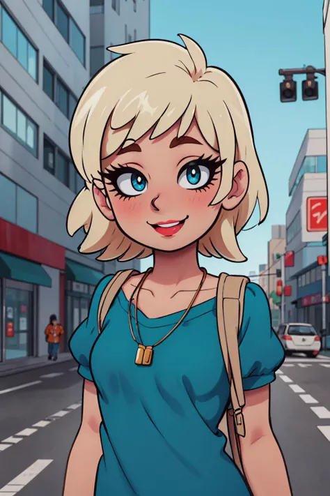 portrait of a pretty woman walking through the city, necklace, ((toon \(style\))), flat color, light smile, ((makeup)),
masterpiece, best quality, HDR, intricate detail,
<lora:rokudo_styleV1:0.8> wzrokudostyle
