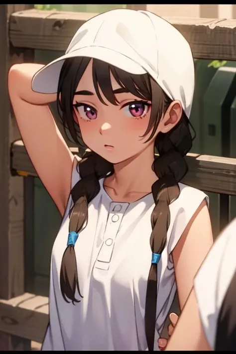 ((( <lora:4s4hina, white dress, bare arms, brown hair, tanned skin (from abenobashi):1>)))
