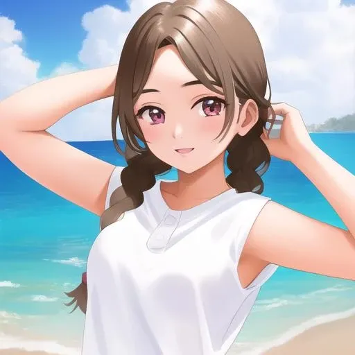 high quality, masterpiece, <lora:asahina:1>, 4s4hina, white outfit