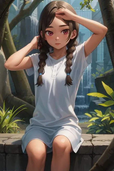 (picture-perfect, pixel-perfect, detail-perfect, overtweaked-anatomy-perfect, cinematic-accurate, overtweaked-anatomy-accurate, overtweaked-lighting-accurate, intricate-details-accurate, masterpiece-accurate, tweaked-details-perfect, tweaked-details-accurate, extreme over-tweaked-details, extreme overtweaked-intricate-details, overtweaked-detail-overload, age-appropriate-figure) (official style, official-style-accurate, official-cartoon-style, cartoon-style-accurate) (<lora:4s4hina, white dress, bare arms, brown hair, tanned skin (from abenobashi):1>) ((enjoying solo alone time in nature))