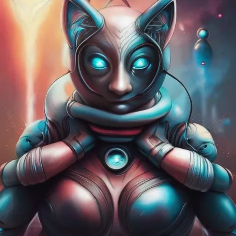 (extremely detailed 8k wallpaper) ,A detailed portrait of (InterSingularity:1) hugging a (Microfusion:1) cybernetic cat, illustrator, digital art, realistic painting, dnd, character design, trending on artstation by BlackOpsLadies