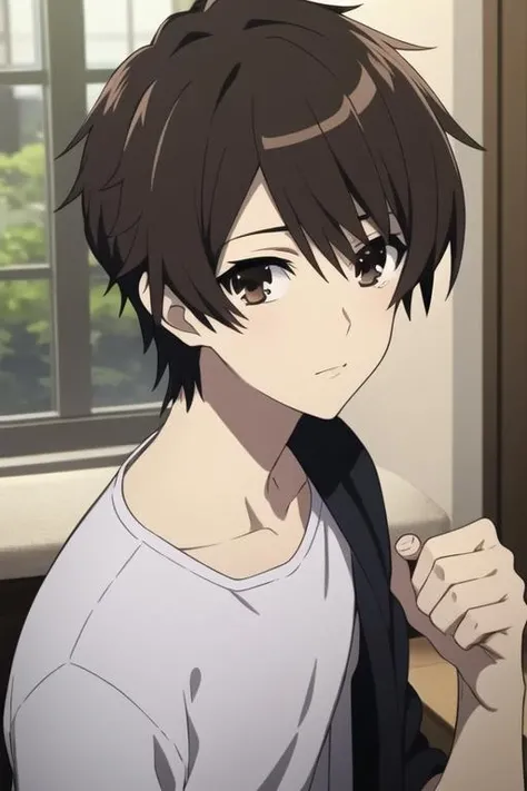 masterpiece, best quality, high quality, 1boy, solo, male focus, looking at viewer, upper body, <lora:sakakibara_kouichi:0.72>, sakakibara_kouichi, brown hair, brown eyes, ,