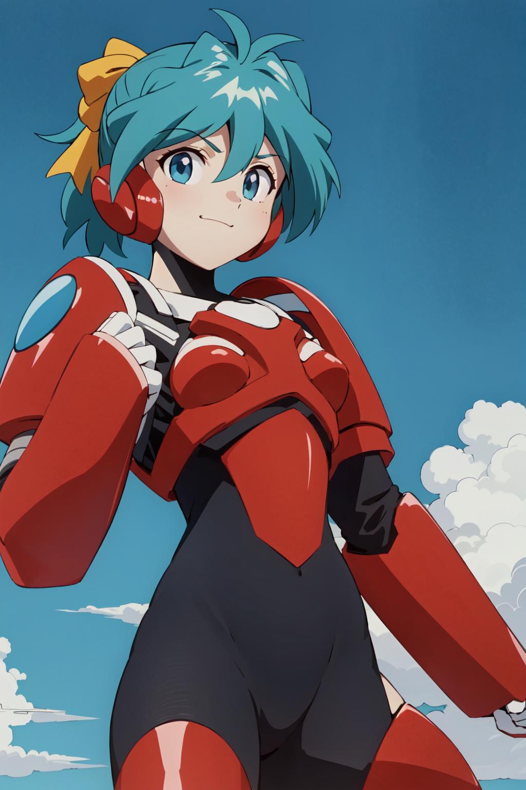 A close up of a person in a red and black outfit - SeaArt AI