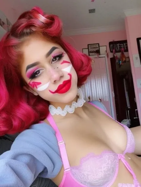 lqqyxt in lingerie wearing clown make up,clown