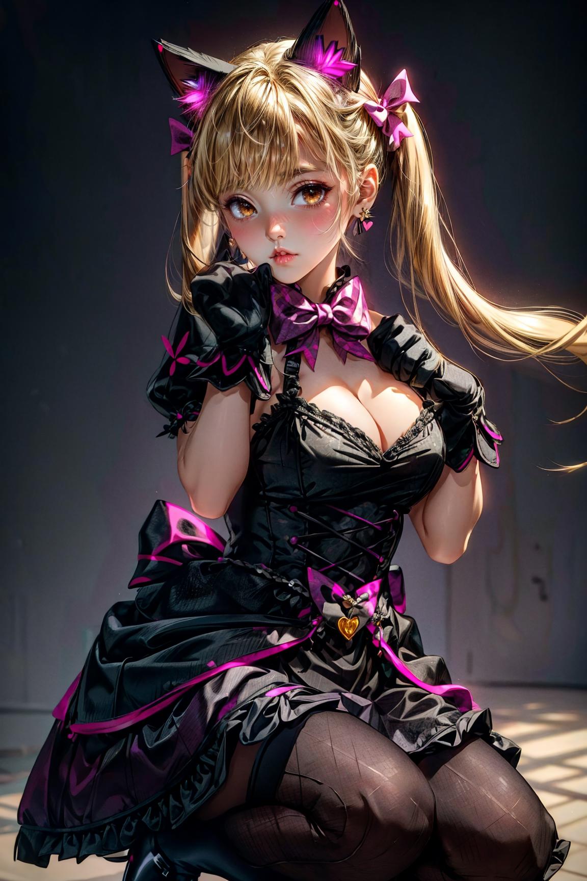 A close up of a woman in a dress and gloves - SeaArt AI