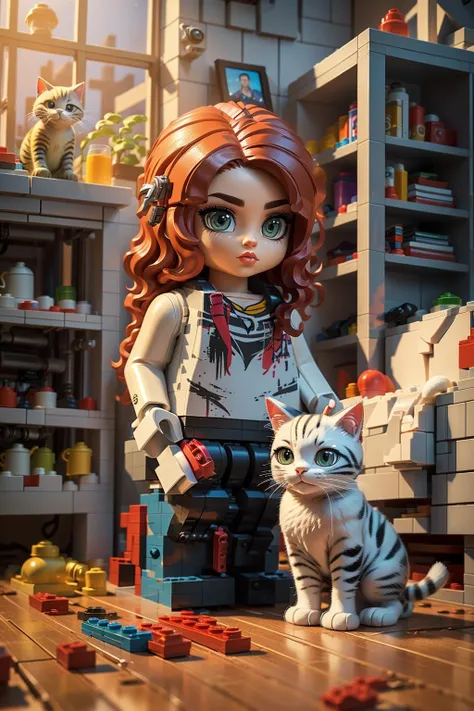 photorealistic,realistic,photography,masterpiece,best quality,ultra-detailed,1girl,cat,in the room,LEGO style,<lora:legao22-000024:0.7>,