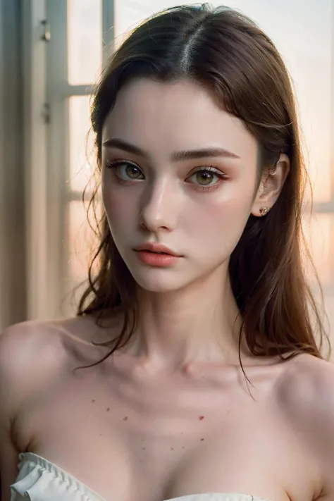 <lora:Dasha-000006:0.8>, dasha_taran, cute, pale skin, realistic humid skin, extremely detailed face, extremely detailed eyes, v-shaped slim face, kpop makeup, 173cm, 49kg, supermodel shape, 8.5 heads figure