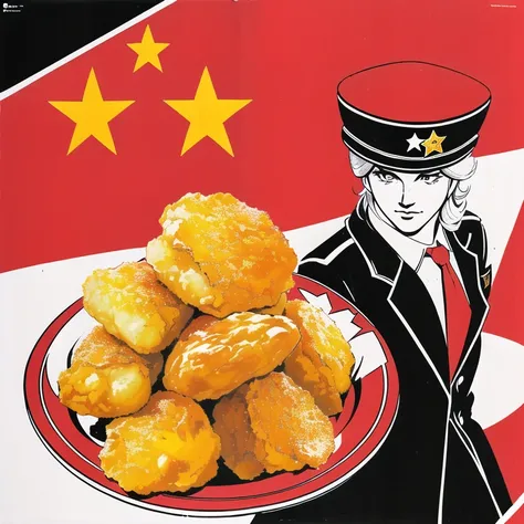 <lora:Soviet art+C&C:1> soviet style, soviet propaganda poster, (chicken nugget pile:1.3)