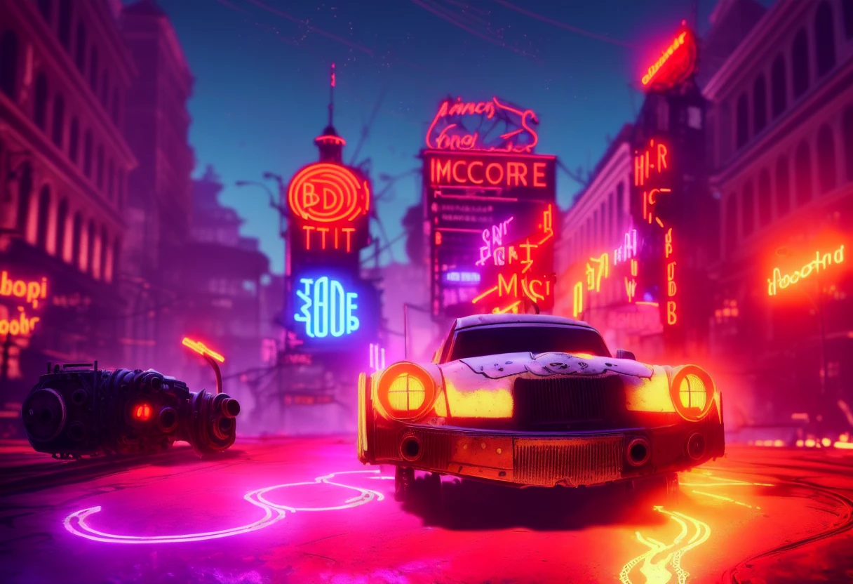 ((bucharest streets)),(Synthwave), 30mm,canon,sony,photograph,realistic,500px,(bioshock infinite), intricate, ((steampunk)), bucharest city streets,sunset,, arcane punk, intricate details,warm light,soft light,