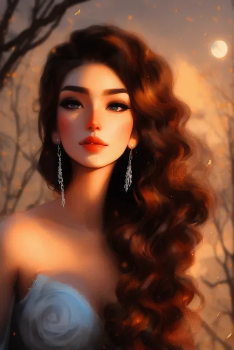 portrait of a beautiful women, small breasts, shiny silver dress, no emotions, silver lips, ((long shiny silver hair)), ((silver eyes)), realism, moon goddess, scythe, detailed night background, forest, night, masterpiece, beautiful quality, high quality, proportional body, realistic, solo, high quality background, high quality outfit, shimmering skin, lunar earrings, lunar goddess, samdoesarts style