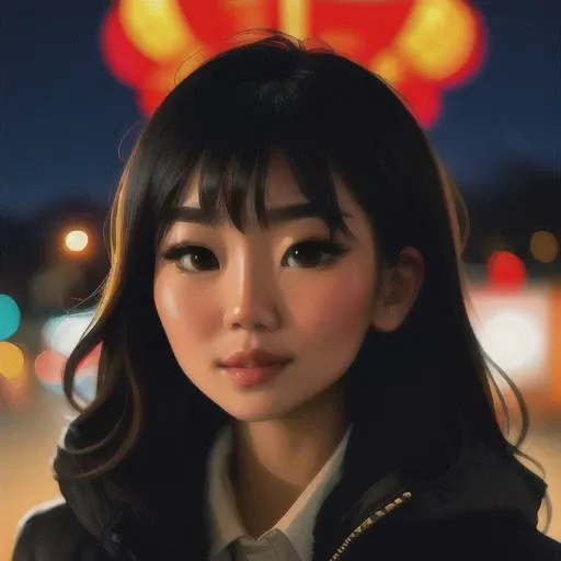 sam yang, pORTRAIt of a hot Asian woman ((staring at camera)), photoshoot, city background, fuji camera, night, bokeh, chinese lantern <lora:samdoesartsSamYang_offset:1>, RAW photo, *subject*, (high detailed skin:1.2), 8k uhd, dslr, soft lighting, high quality, film grain, Fujifilm XT3