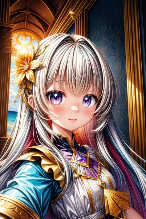 1girl, (collage art by Joseph Cornell:0.7) and (Godfried Schalcken:0.8) , colorful Anime, intricate details, selfie shot angle of a ("I can't feel my face when I'm with you.":1.3) , it is very Studied and Absurd, Exquisite Stonehenge in background, dense indoors and beach, at Dusk, split diopter, Overdetailed art, Evil, intricate background, Neo-Dadaism Art, waning light, F/14, Provia, bloom, Gilded, wallpaper, pixiv, bold colors, charming