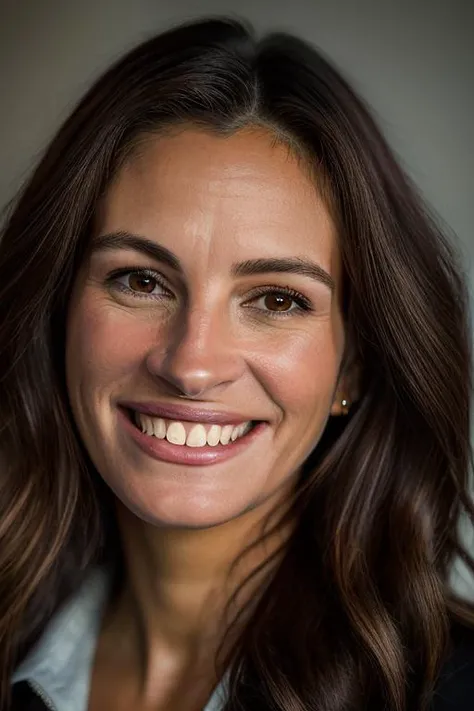 Realistic photo of a beautiful jul14r-v2 woman, 1girl, solo, long hair, looking at viewer, smile, blonde hair, brown hair, brown eyes, teeth, grin, lips, portrait, realistic, soft lighting, professional Photography, Photorealistic, detailed, RAW, analog, sharp focus, 8k, HD, DSLR, high quality, Fujifilm XT3, film grain, award winning, masterpiece<lora:jul14r-v2:1.0>