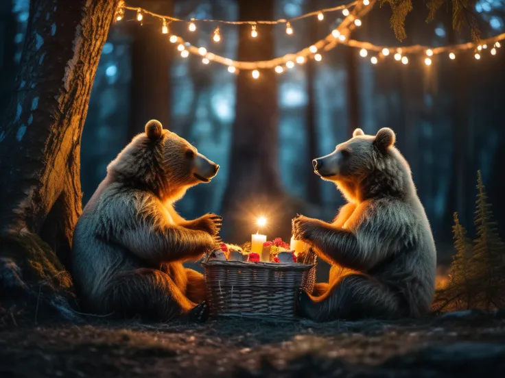 bears having a picnic in a magical fairyland forest, fairy lights,
24mm, 4k textures, cinematic lighting, adobe lightroom, photolab, hdr, intricate, elegant, highly detailed, sharp focus, ((((cinematic look)))), soothing tones, insane details, intricate details, hyperdetailed, low contrast, soft cinematic light, exposure blend, hdr, ((((sharp focus))))
