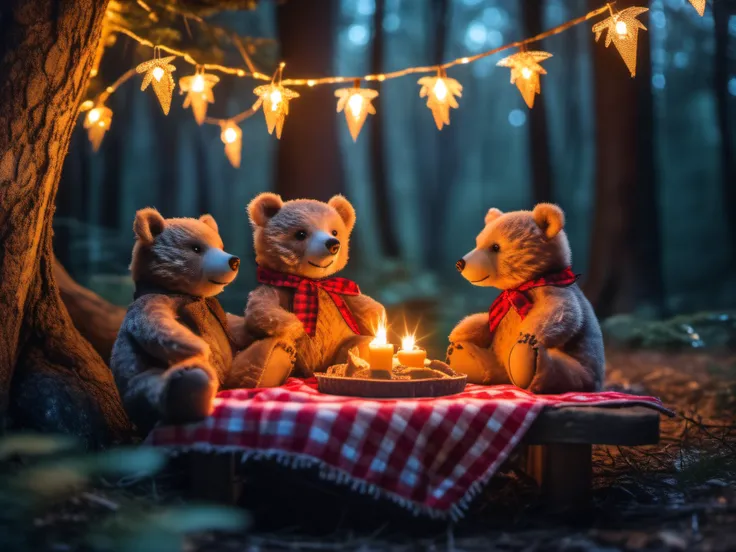 bears having a picnic in a magical fairyland forest, fairy lights,
24mm, 4k textures, cinematic lighting, adobe lightroom, photolab, hdr, intricate, elegant, highly detailed, sharp focus, ((((cinematic look)))), soothing tones, insane details, intricate details, hyperdetailed, low contrast, soft cinematic light, exposure blend, hdr, ((((sharp focus))))