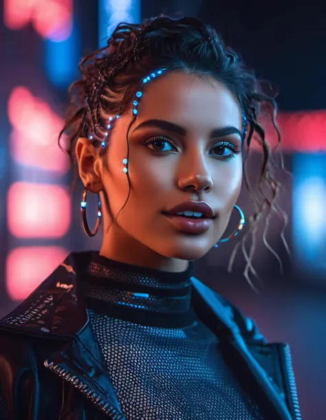 Marta Syrko style, extremely sexy, bright clothes, Zoe Saldaña nude, lusful look, short and long curly hair, sensual smile, spitline in mouth, tongue tip out of mouth, tongue between teeth, like before a kiss, few cute freckles, dramatic blue key light, cyberpunk aesthetic, photo of beautiful young cute cyberpunk lady, cibi, face, glowing eyes, extreme cyberpunk haircut, huge smile showing teeth, dying of laughter, laughing out loud, perfect teeth, replicant, fake skin, human sinlike texture, a woman with beautiful hair, lots of colored zips, high tech cyberpunk attire, dressed in leather and neon lights, lineson clothes, shadows on clothes, bump mapping, light dots on clothes,no lipstick, glossy lips, as a movie star in a (movie premiere), premiere gala, (near a movie theatre), natural skin texture, (sexy tight white sheer mesh turtleneck dress), 24mm, 4k textures, soft cinematic light, adobe lightroom, photolab, hdr, intricate, elegant, highly detailed, sharp focus, ((((cinematic look)))), soothing tones, insane details, intricate details, hyperdetailed, low contrast, soft cinematic light, exposure blend, hdr, faded, (paparazzi in background), (painted lips:1.1), ((looking at camera:1.1)), lasers shooting in the background.