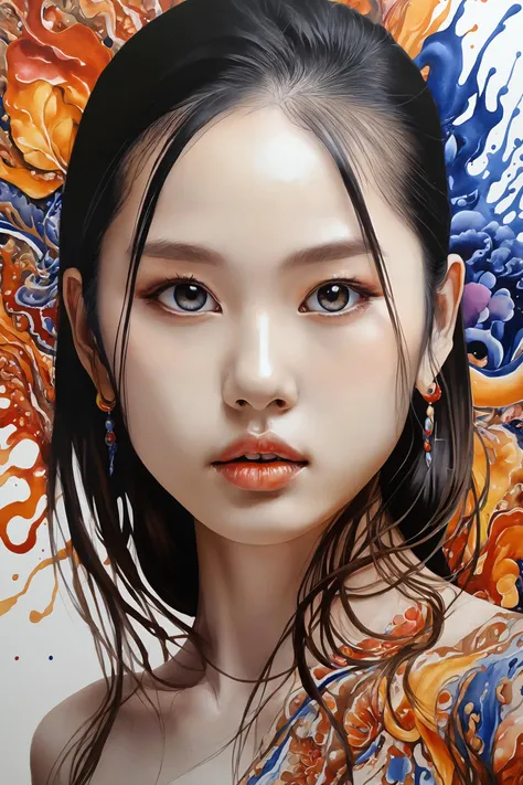 Colorful, multiple colors, intricate detail, splash screen, photorealistic, intricately detailed fluid gouache painting, calligraphy, acrylic, watercolor art,
masterpiece, best quality, 1girl, <lora:kwFemale_Beta40-SDXL_v1:1>, asian