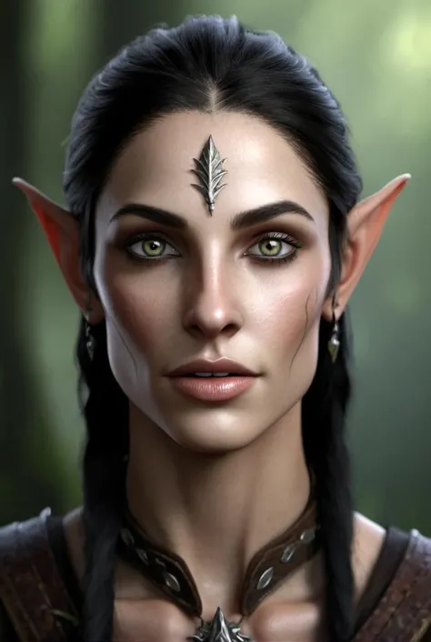 a portrait shot of a female wood elf , high quality