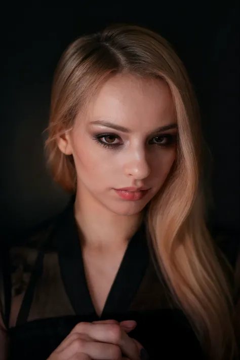 <lora:KiraThorn+_v1.0:1>
a (((Realistic))) Full Portrait Photo of a realistic woman in a dark theme, simple background, vogue, focus, confident, staring, poised, focused, looking to the side, detailed eyes, detailed face, detailed pupils, detailed iris, detailed cheekbones, detailed lips,